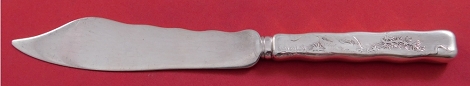 Fish Knife straight handle w/ puffer fish and seaweed HH AS  8